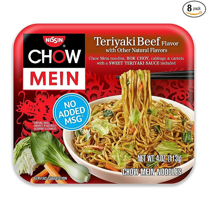 Nissin Chow Mein Noodles, Teriyaki Beef 4-8