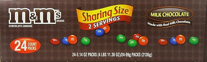 M&Ms Milk Chocolate King Size, 24-3.14 Z